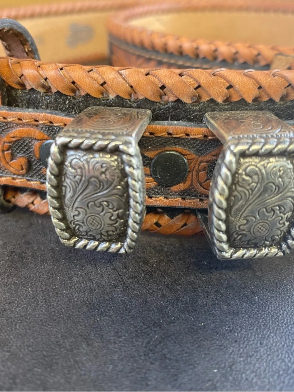 Justin Ranger Style Braided Brown Leather‎ Western Belt size 40-CLEAN